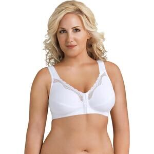 Exquisite Form Women's 36B White Front Close Cotton Posture Bra Wireless D15-3